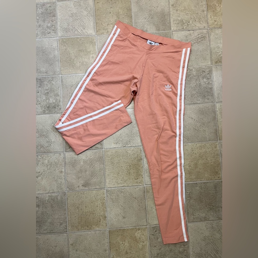 ADIDAS pink double striped leggings